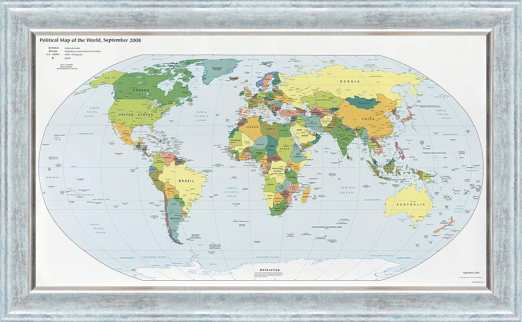 Картина в раме - Политическая карта мира. Сентябрь 2008