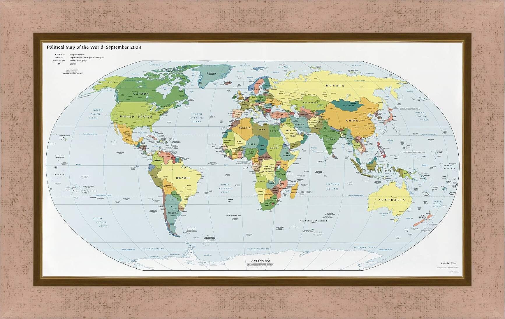 Картина в раме - Политическая карта мира. Сентябрь 2008