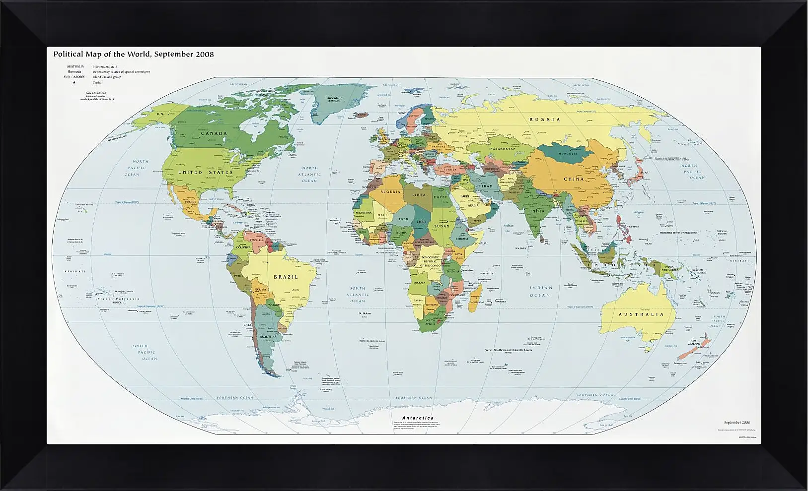Картина в раме - Политическая карта мира. Сентябрь 2008