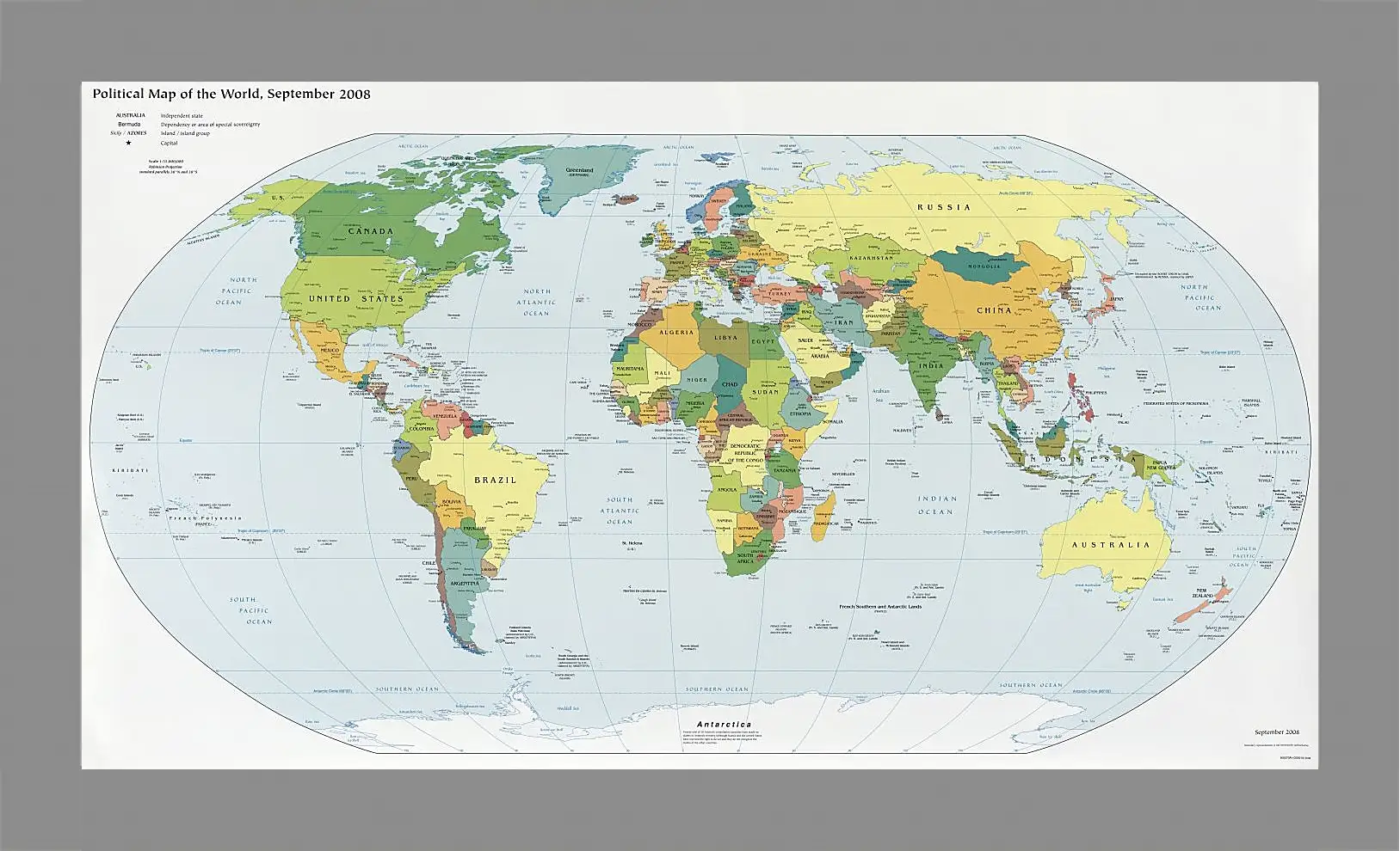 Картина в раме - Политическая карта мира. Сентябрь 2008