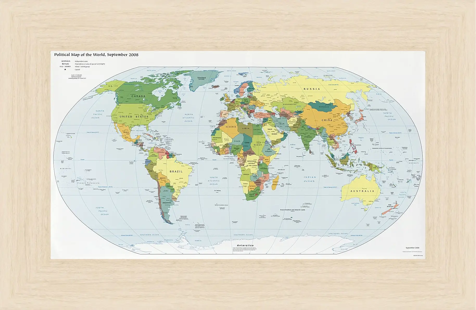 Картина в раме - Политическая карта мира. Сентябрь 2008
