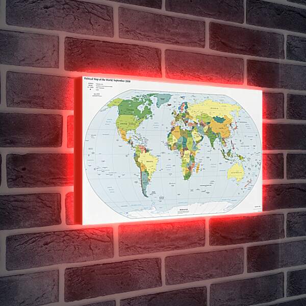 Лайтбокс световая панель - Политическая карта мира. Сентябрь 2008
