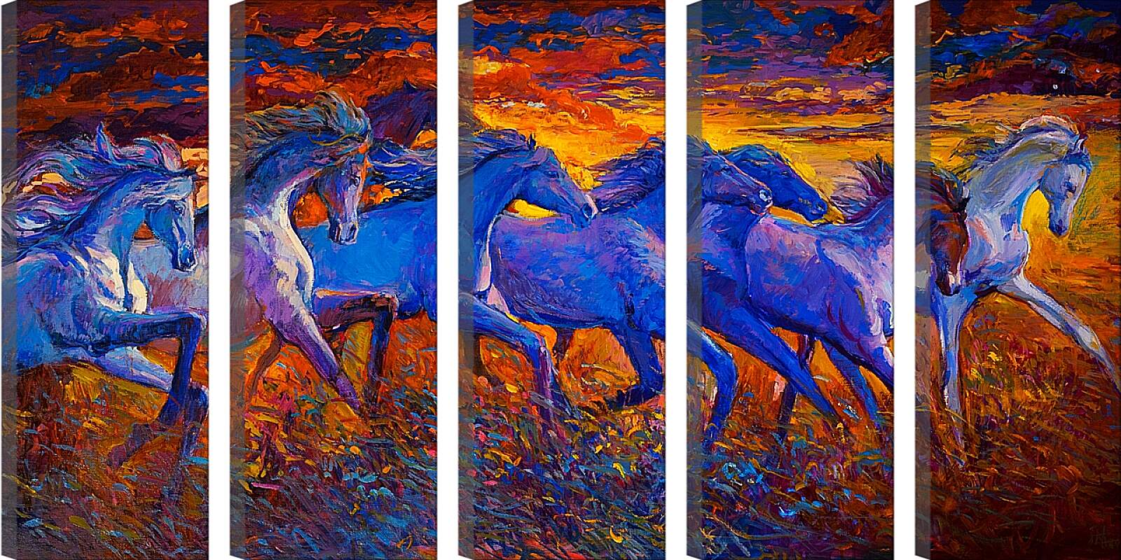 Модульная картина - Лошади в поле