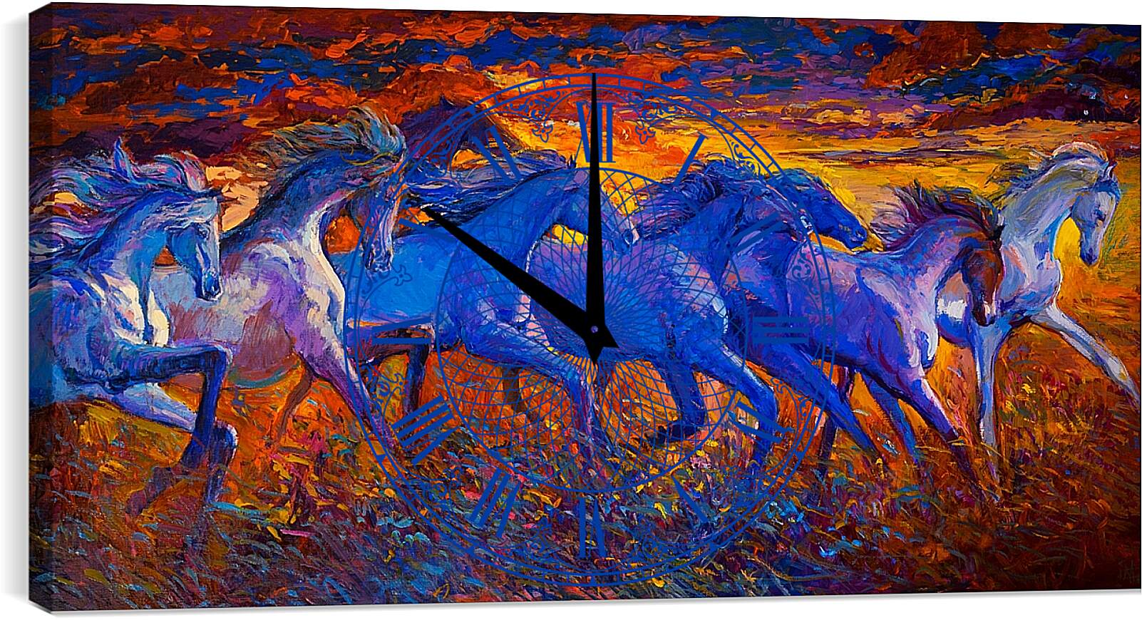 Часы картина - Лошади в поле
