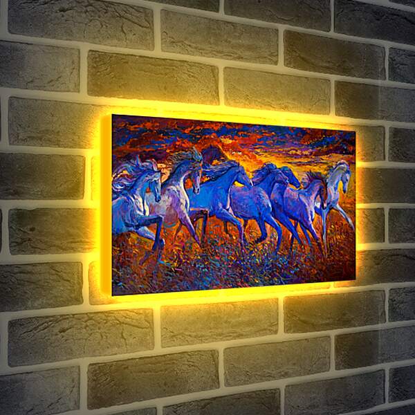 Лайтбокс световая панель - Лошади в поле