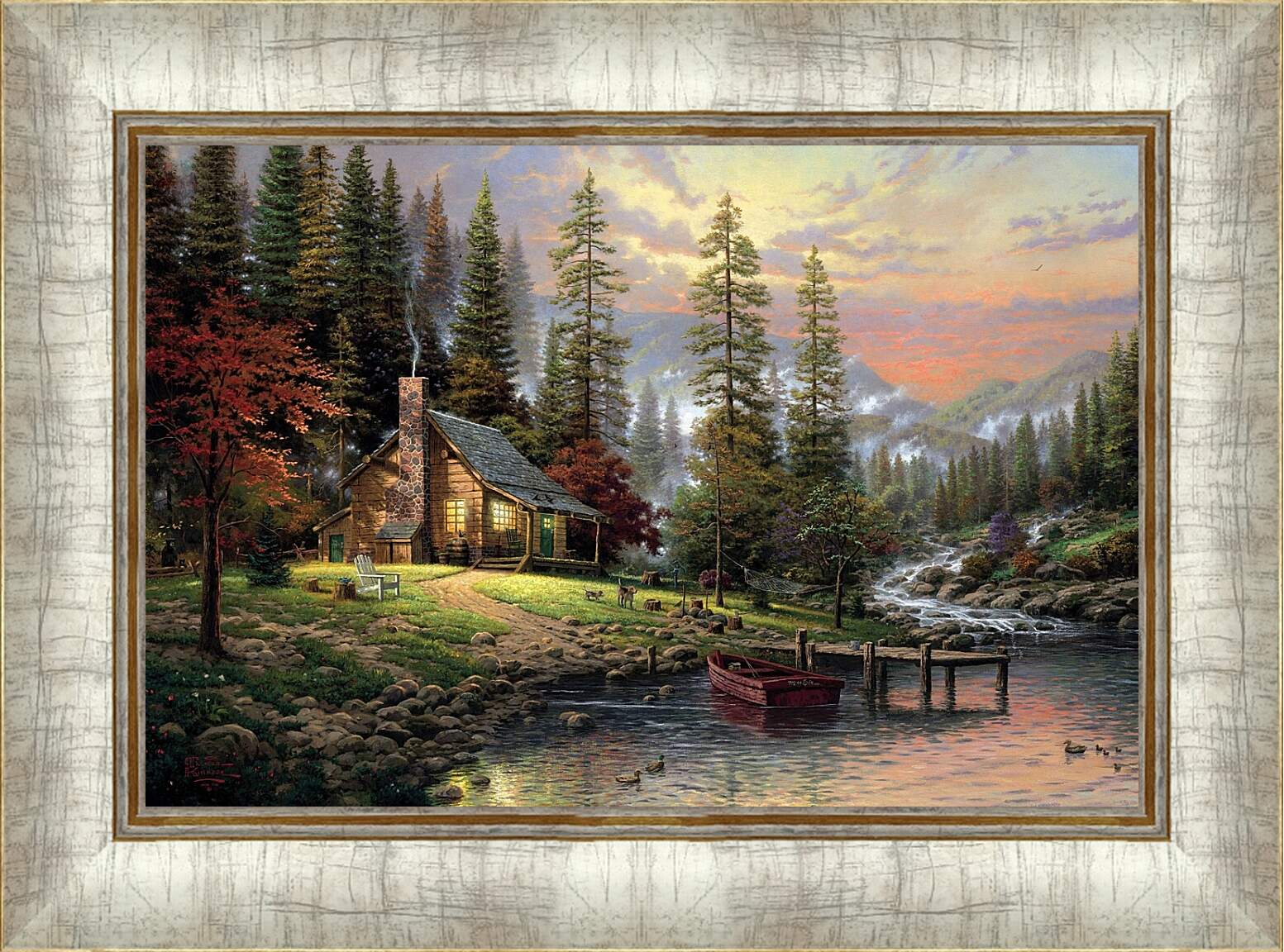 Картина в раме - Дом у реки