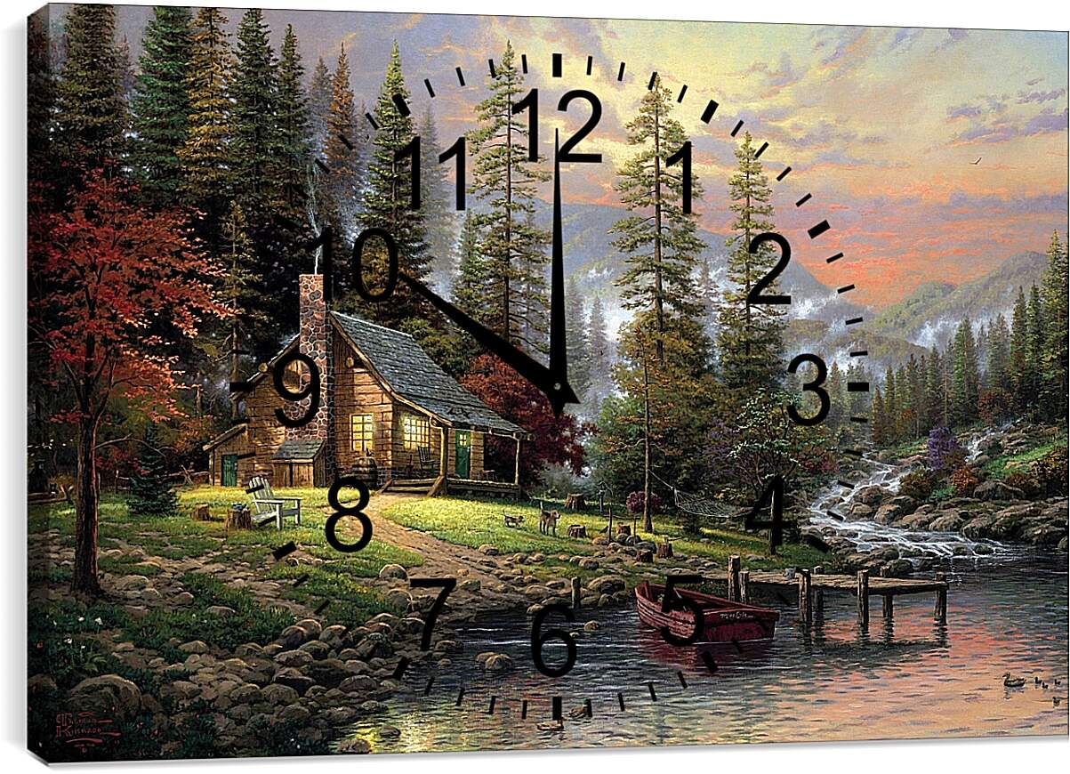 Часы картина - Дом у реки