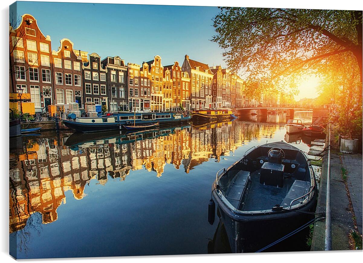 Постер и плакат - Амстердамский канал на закате
