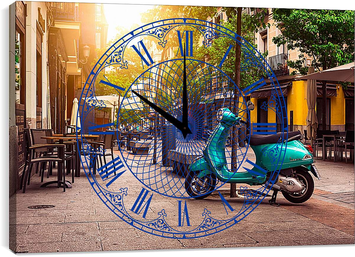 Часы картина - Весна на улице Мадрида