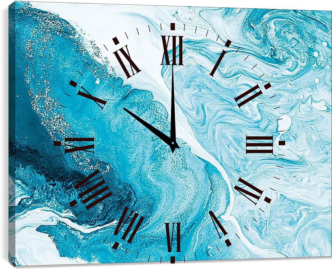 Часы картина - Водная феерия. Чернильный пейзаж
