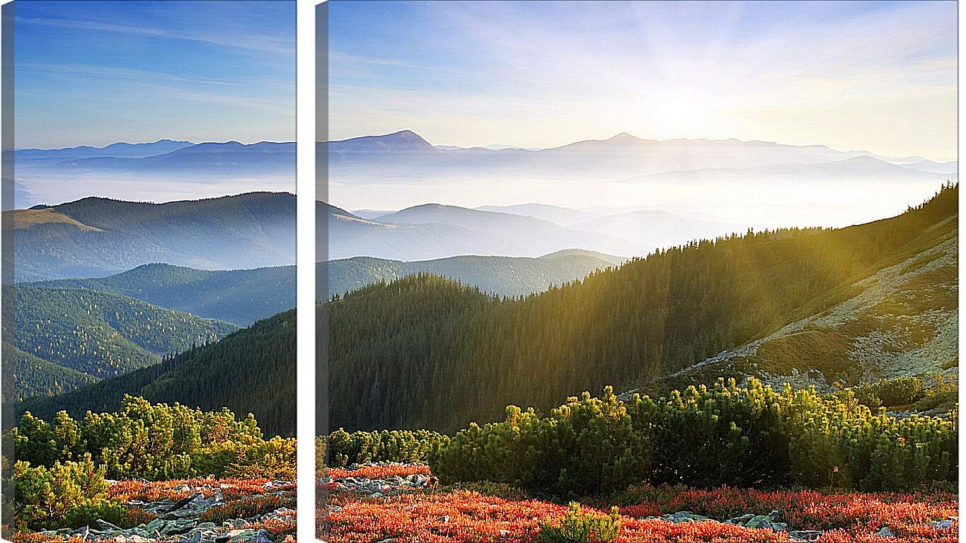 Модульная картина - Утреннее солнце над горами