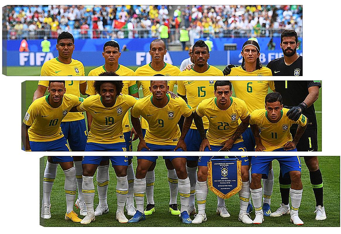 Модульная картина - Фото перед матчем сборной Бразилии по футболу