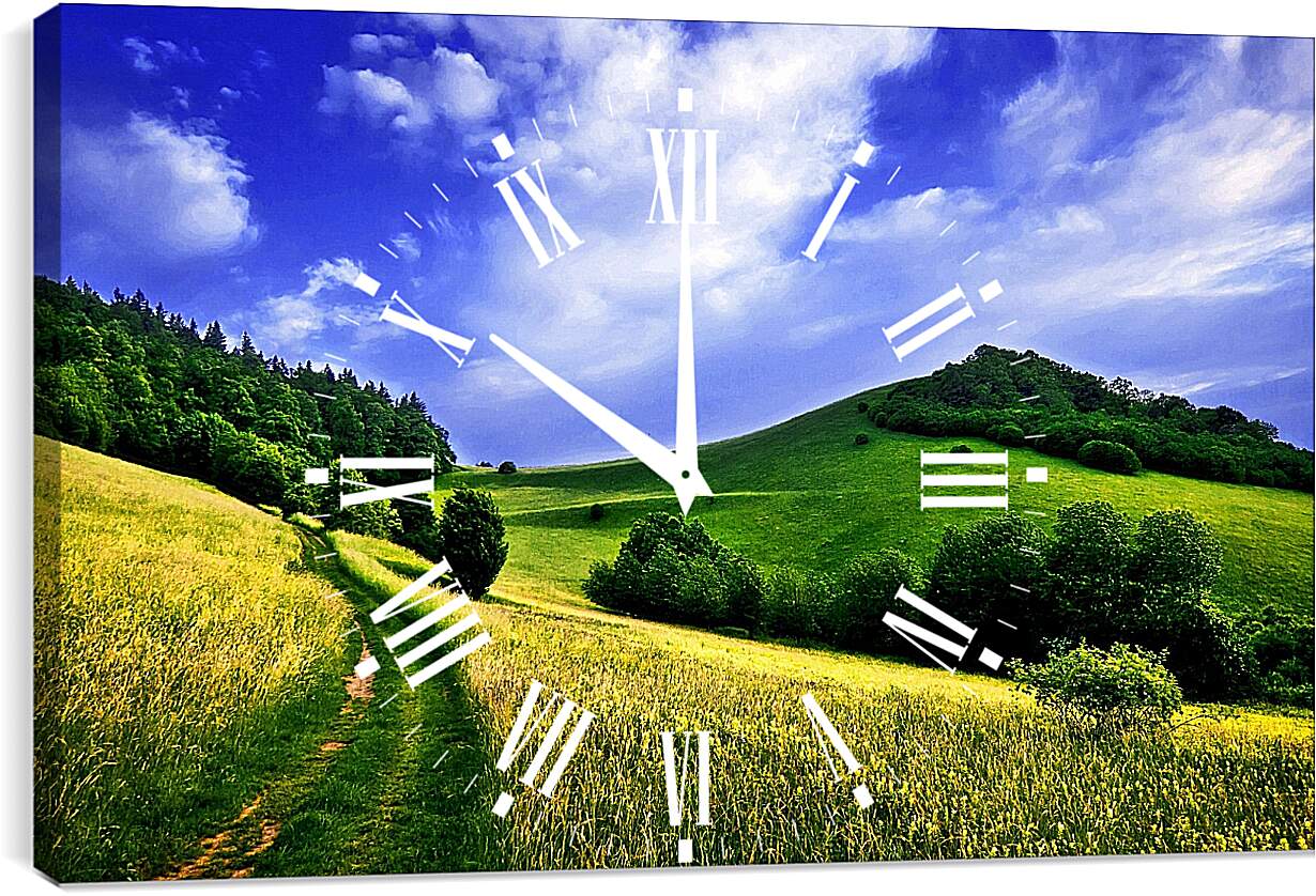 Часы картина - Дорога в поле