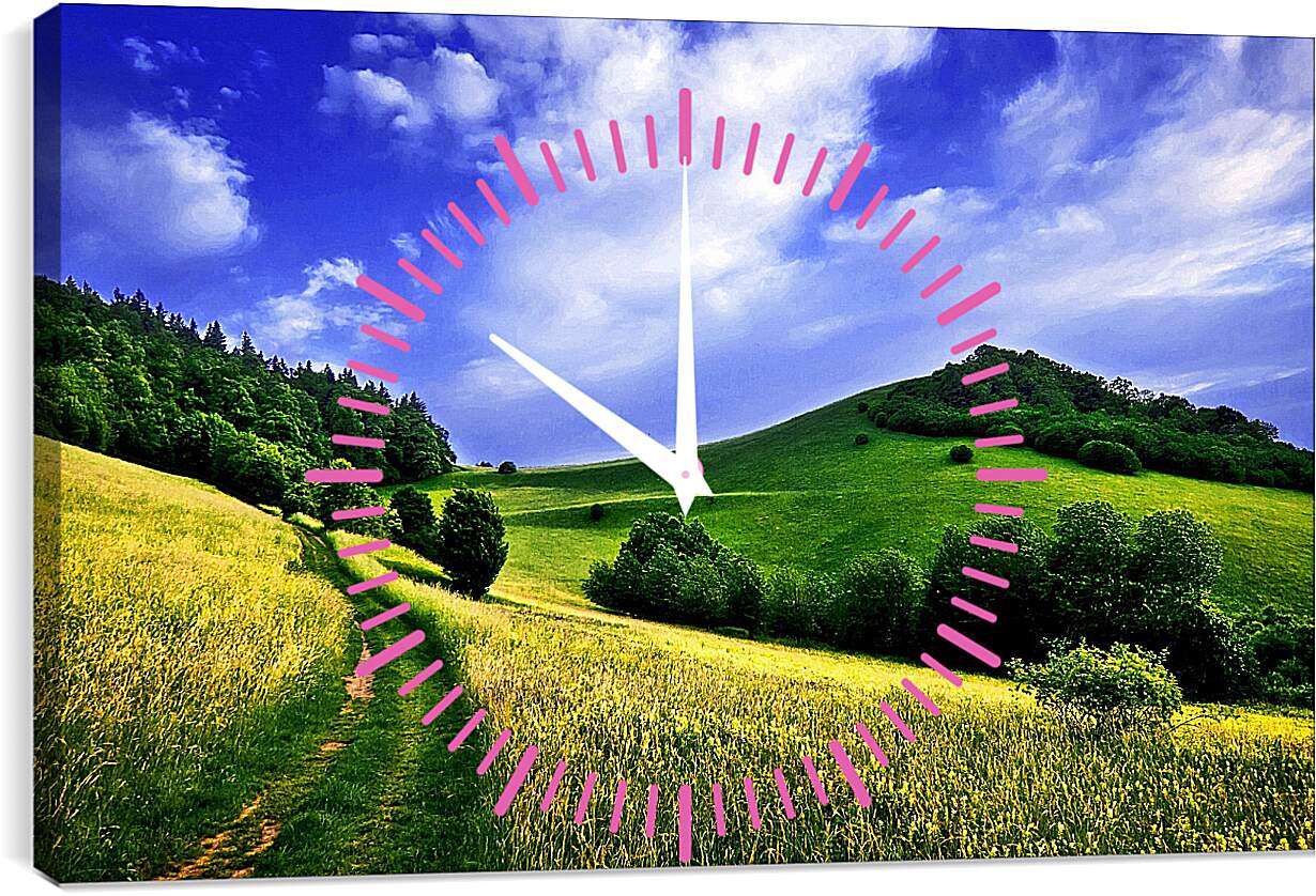 Часы картина - Дорога в поле