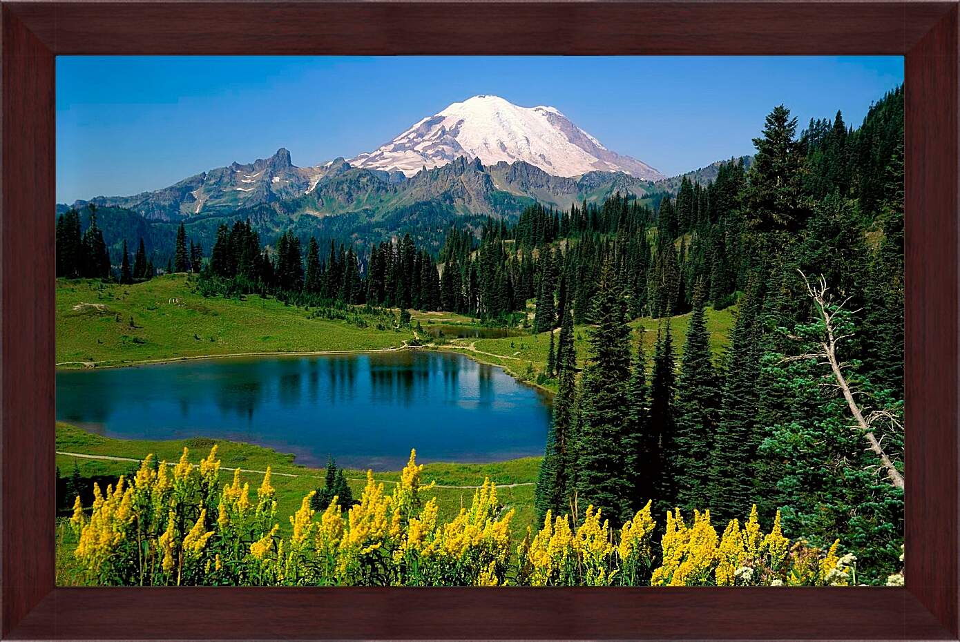 Картина в раме - Горы и озеро