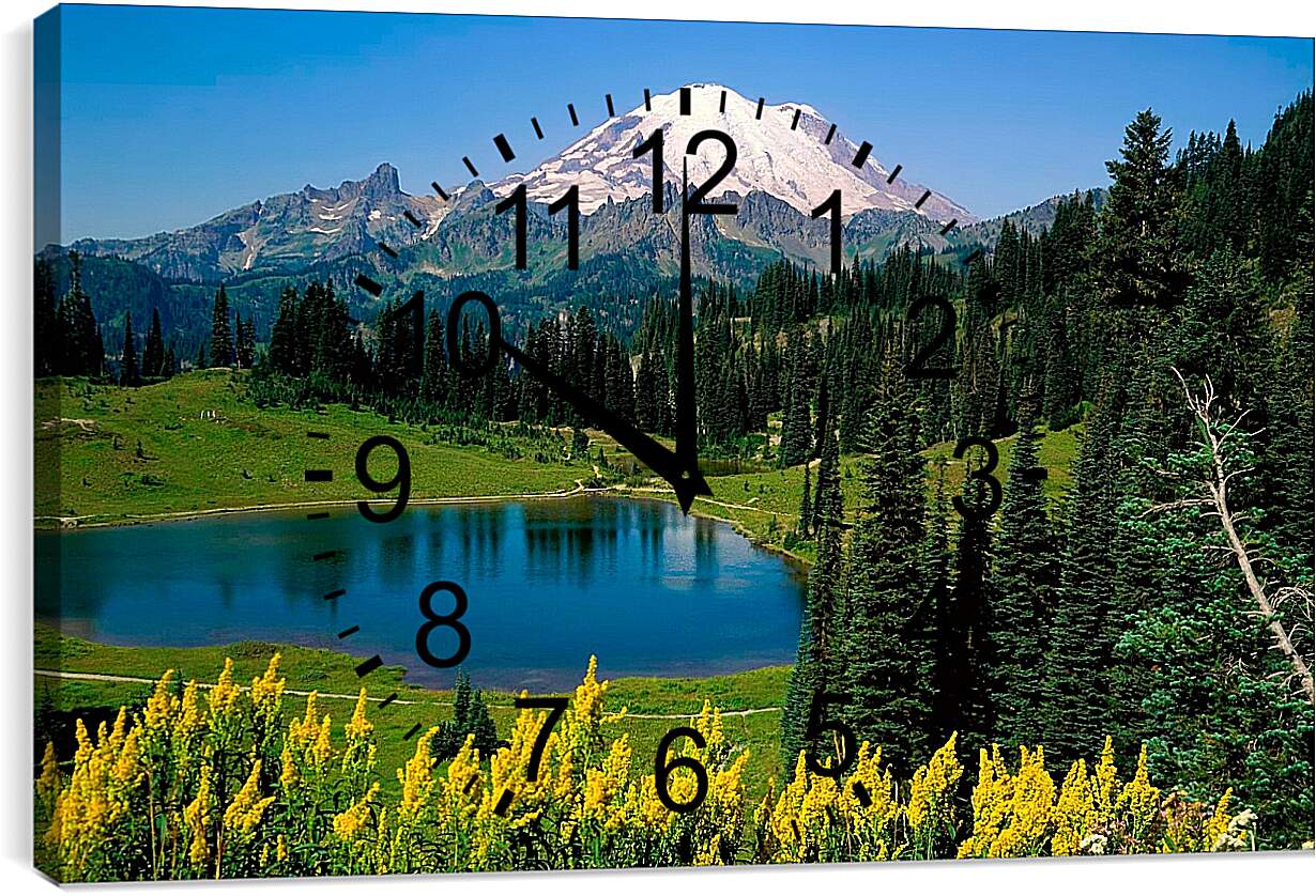 Часы картина - Горы и озеро