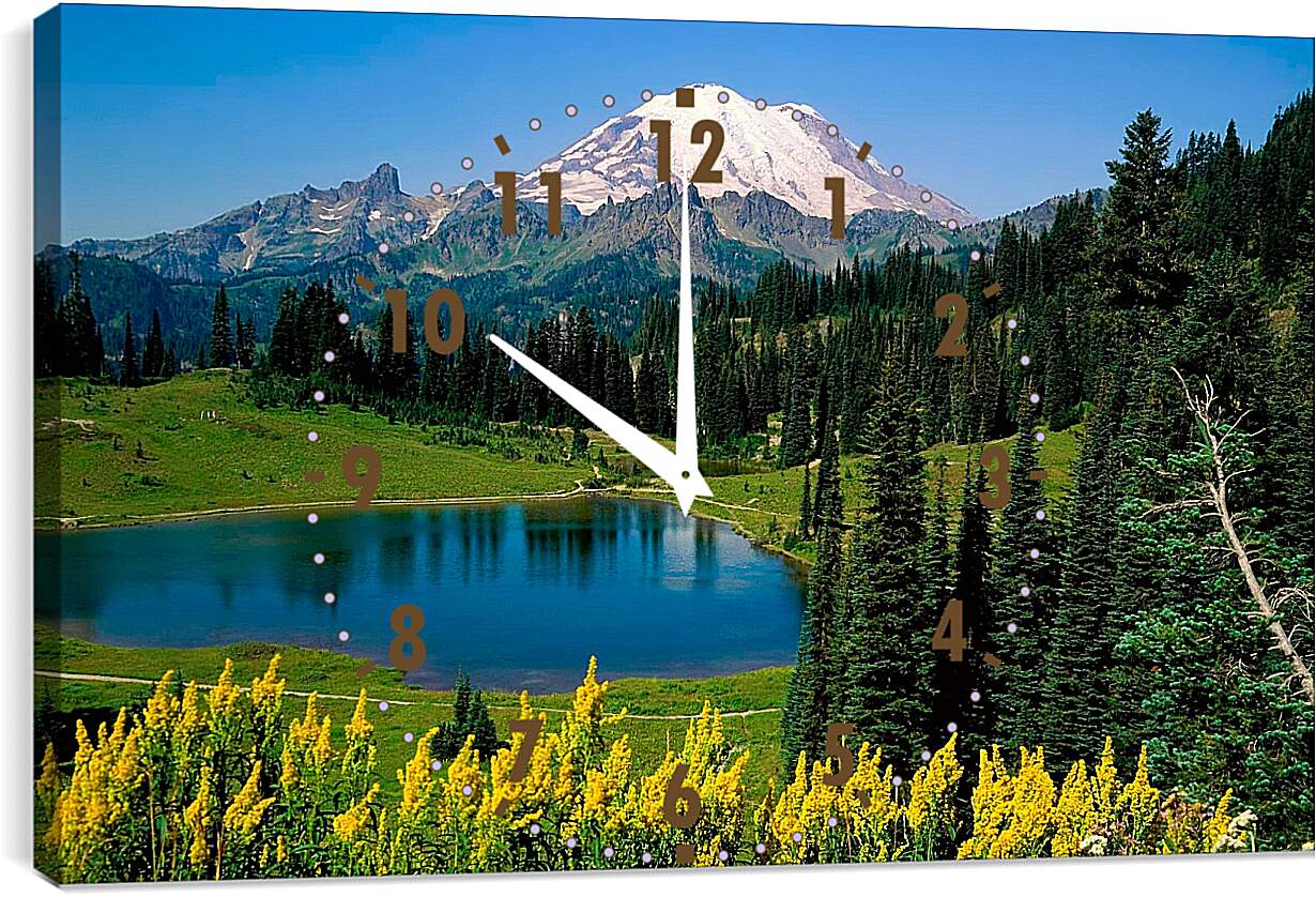 Часы картина - Горы и озеро