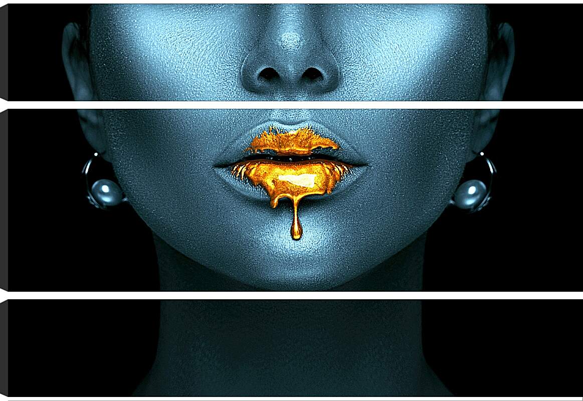 Модульная картина - Золотые губы девушки