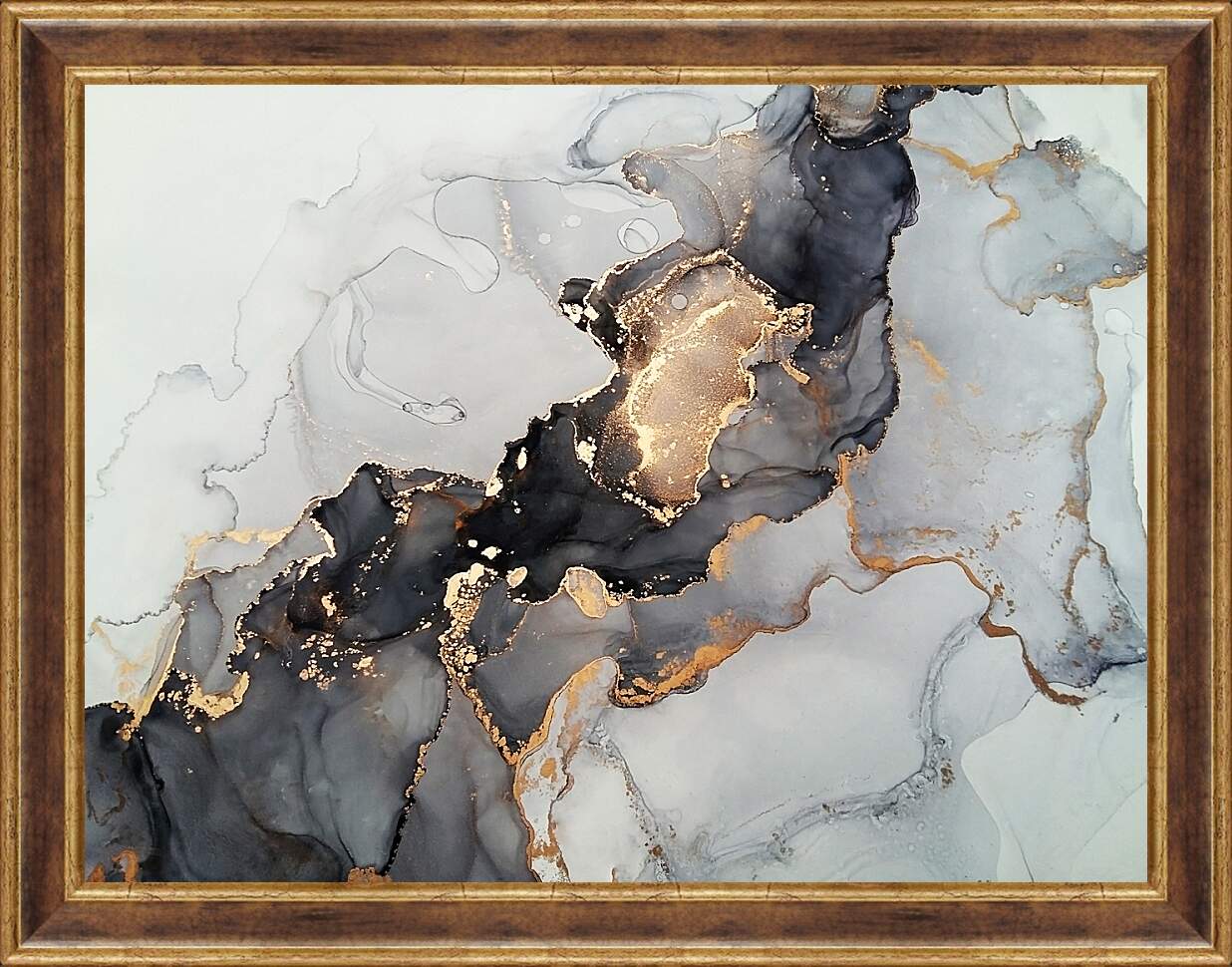 Картина в раме - Мрамор с золотом