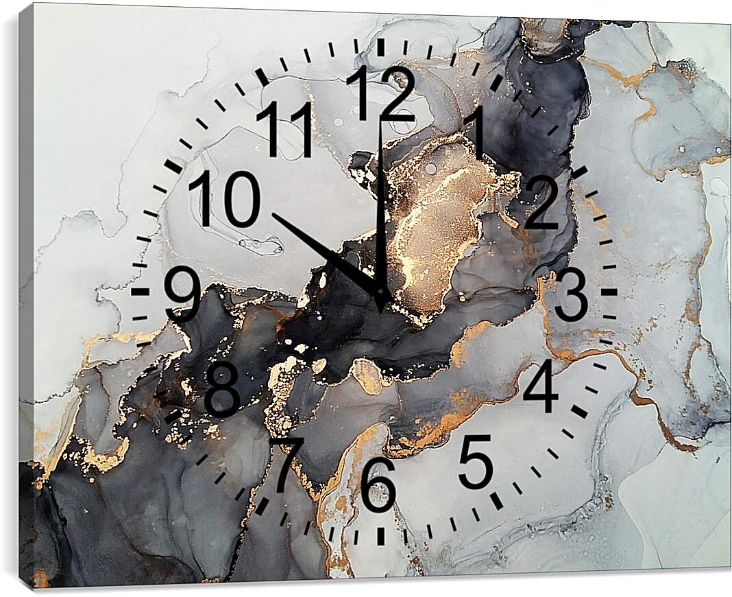 Часы картина - Мрамор с золотом