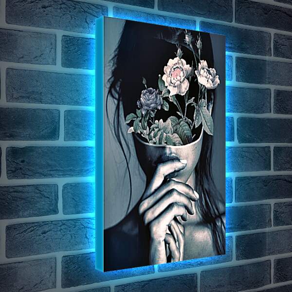 Лайтбокс световая панель - Цветы на лице у девушки 2