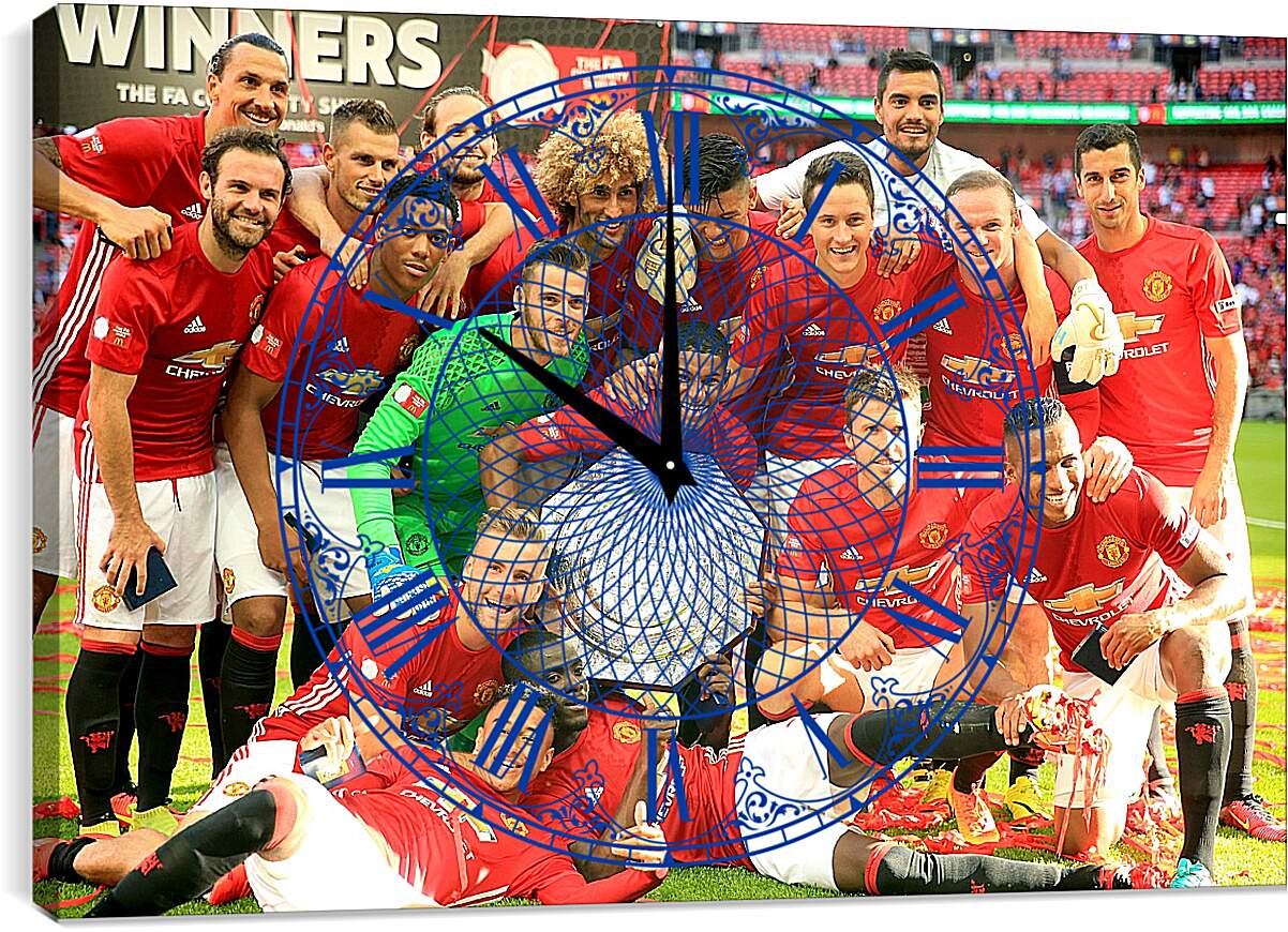 Часы картина - Победа в суперкубке Англии. ФК Манчестер Юнайтед