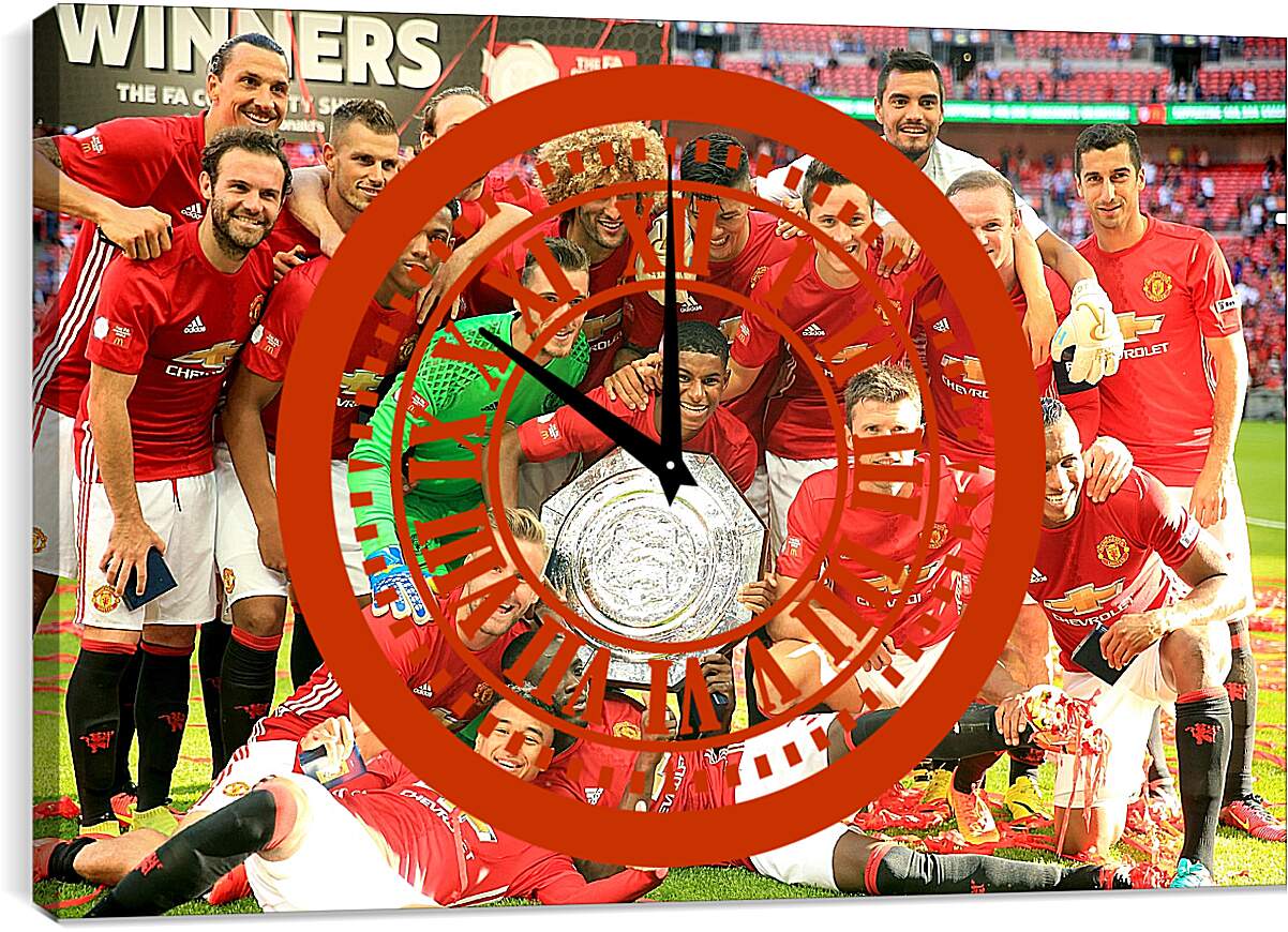 Часы картина - Победа в суперкубке Англии. ФК Манчестер Юнайтед