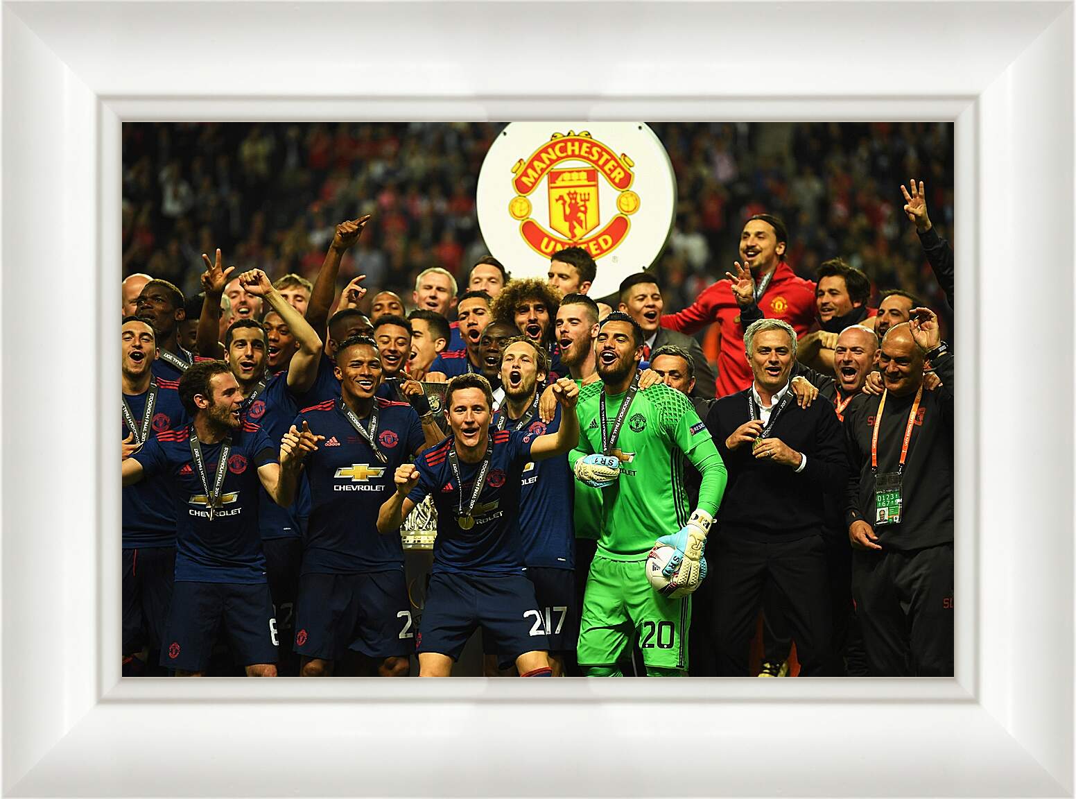 Картина в раме - С медалями на шее. ФК Манчестер Юнайтед