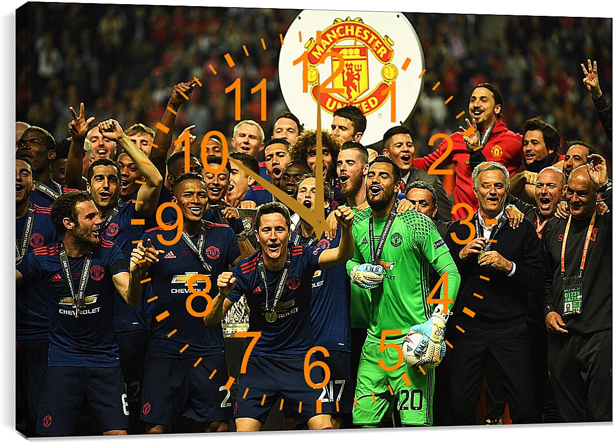 Часы картина - С медалями на шее. ФК Манчестер Юнайтед