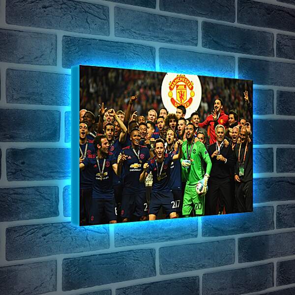 Лайтбокс световая панель - С медалями на шее. ФК Манчестер Юнайтед