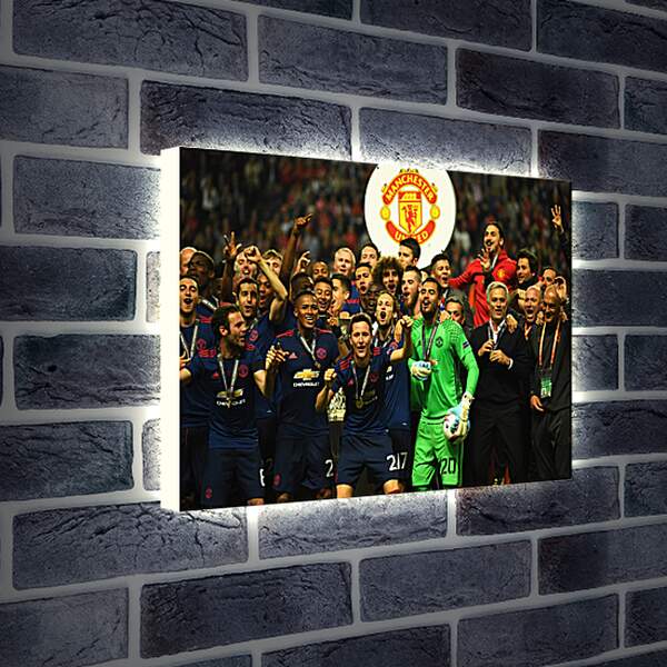 Лайтбокс световая панель - С медалями на шее. ФК Манчестер Юнайтед