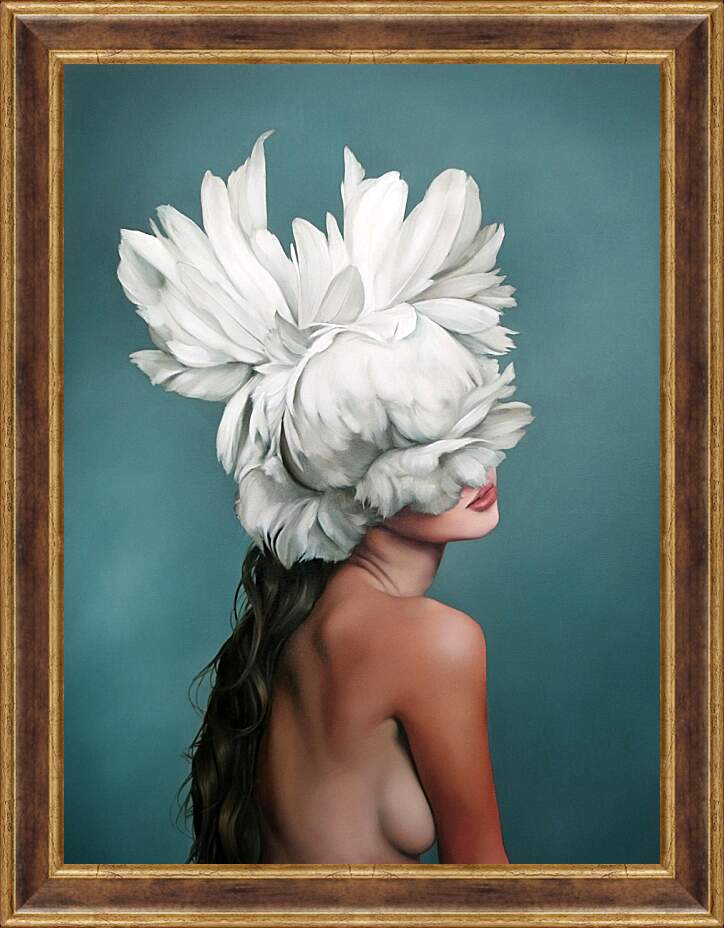 Картина в раме - Девушка-цветок