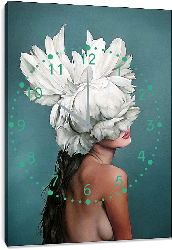 Часы картина - Девушка-цветок