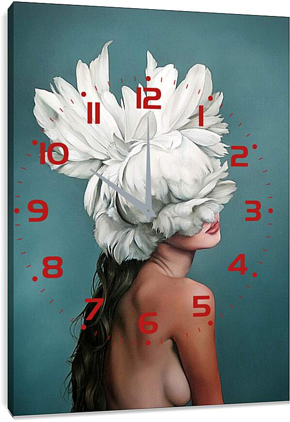Часы картина - Девушка-цветок