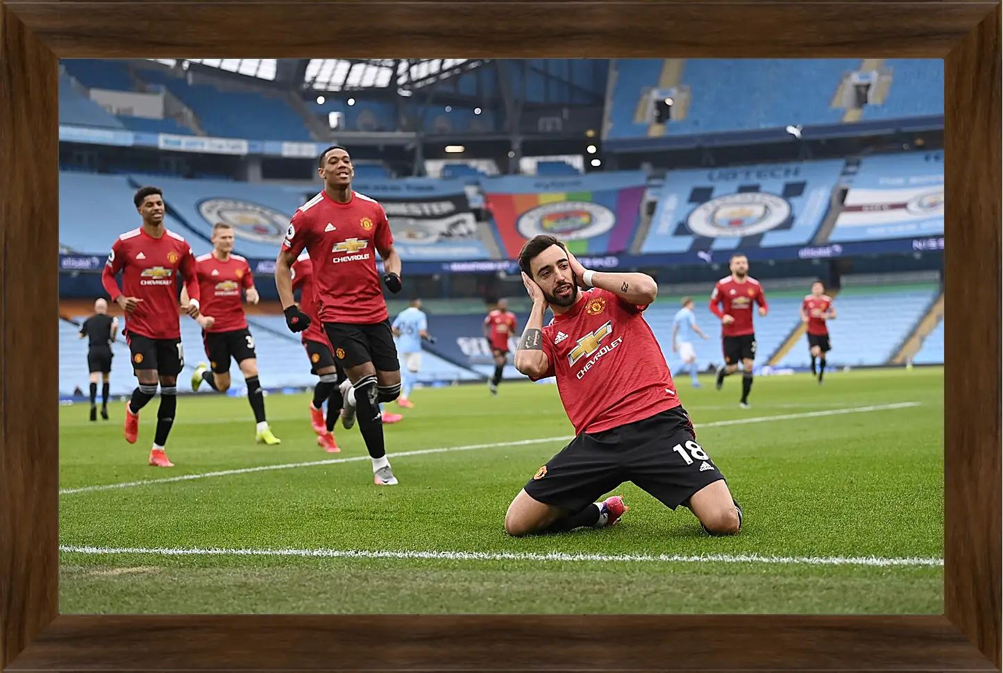 Картина в раме - Празднование гола. Манчестер Юнайтед. Manchester United