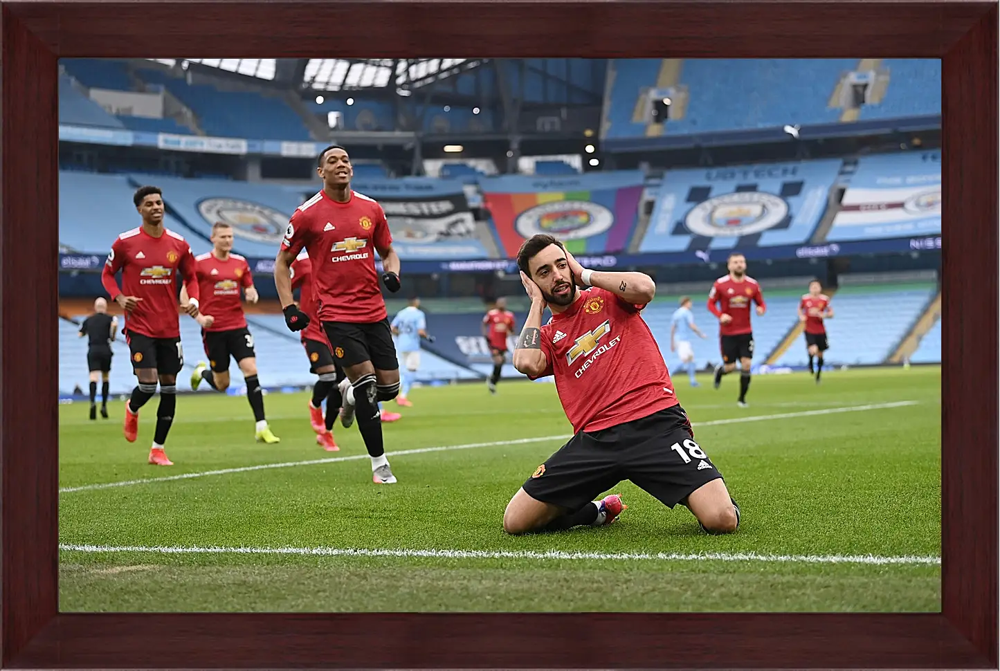 Картина в раме - Празднование гола. Манчестер Юнайтед. Manchester United