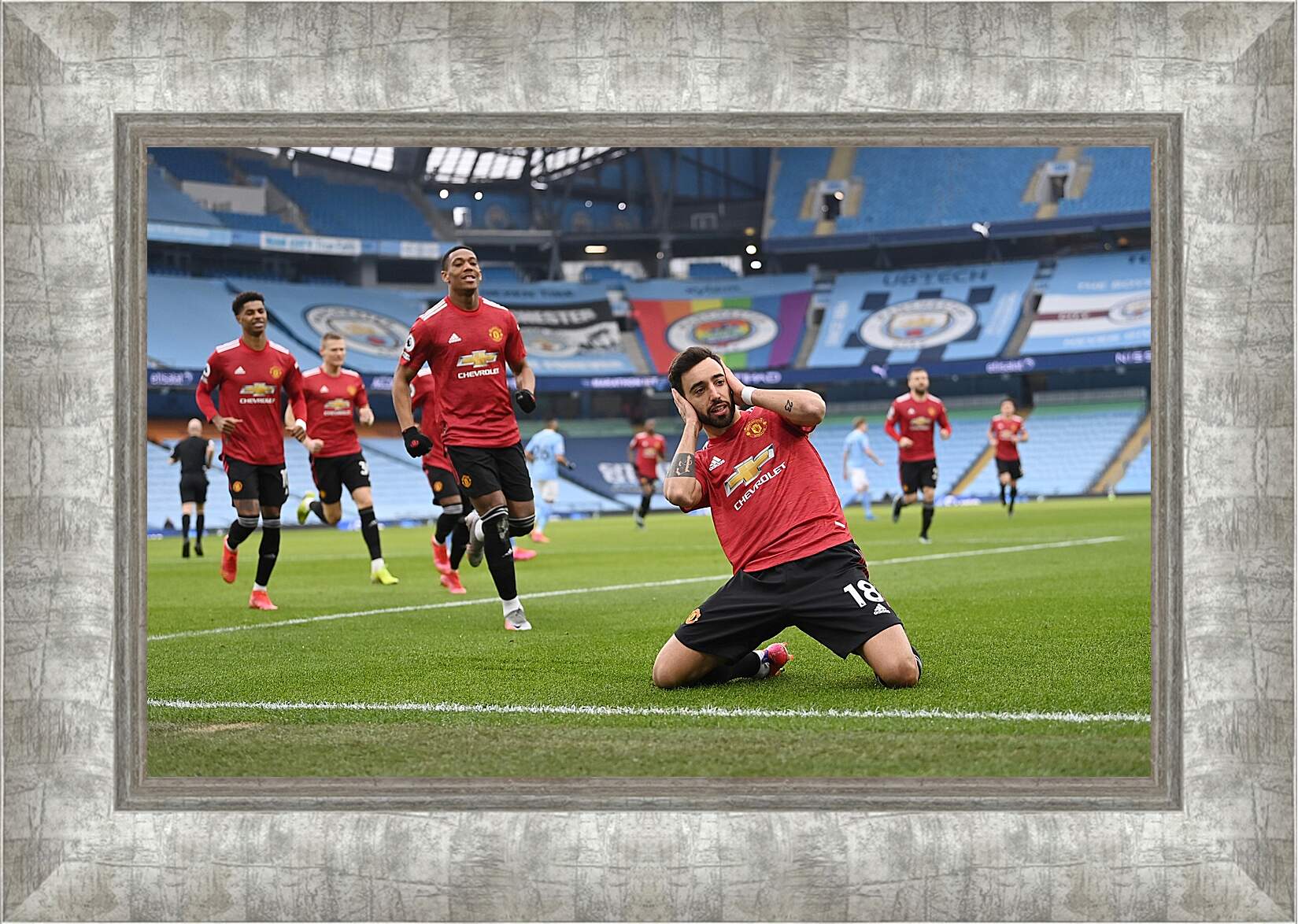 Картина в раме - Празднование гола. Манчестер Юнайтед. Manchester United