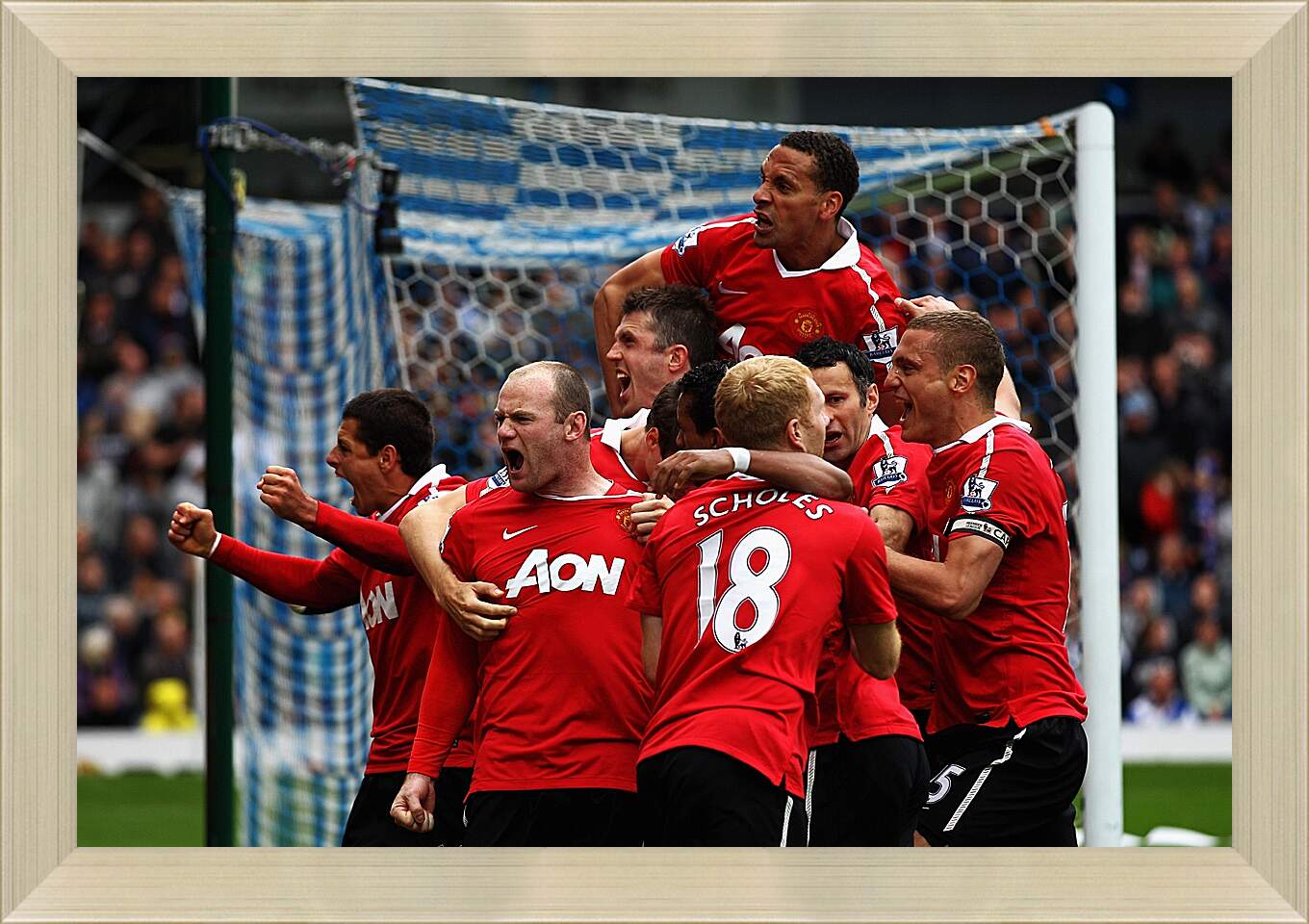 Картина в раме - Празднование гола. Манчестер Юнайтед. Manchester United