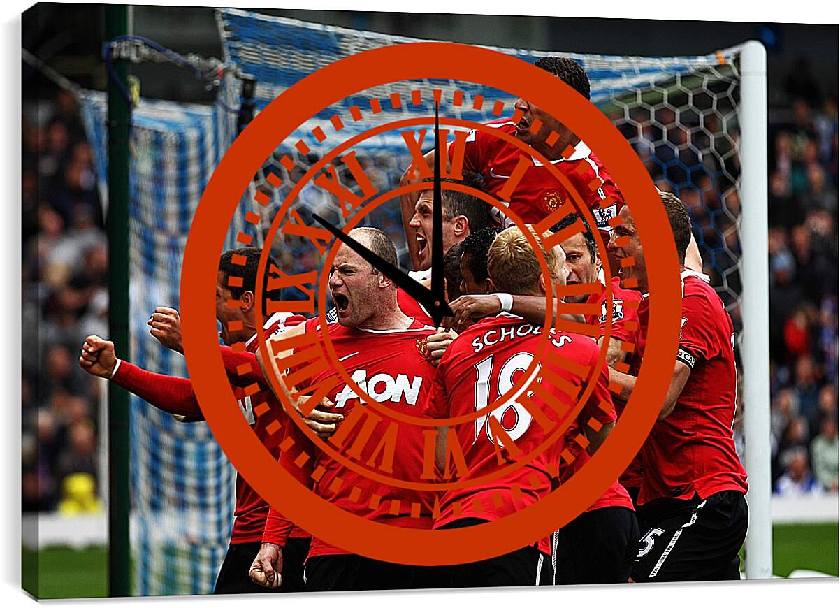 Часы картина - Празднование гола. Манчестер Юнайтед. Manchester United