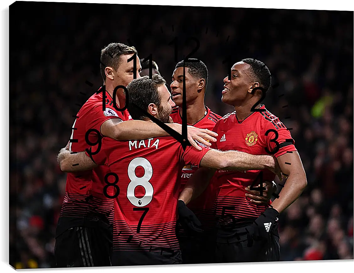 Часы картина - Празднование гола. Манчестер Юнайтед. Manchester United