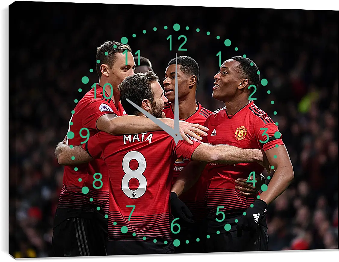 Часы картина - Празднование гола. Манчестер Юнайтед. Manchester United