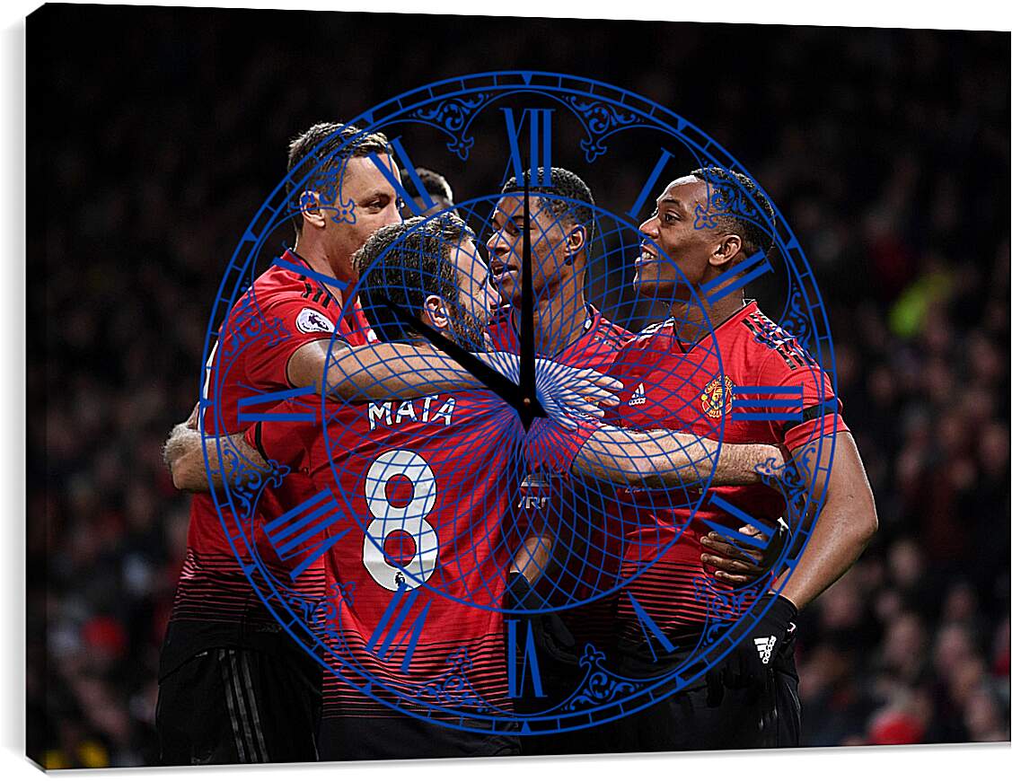 Часы картина - Празднование гола. Манчестер Юнайтед. Manchester United