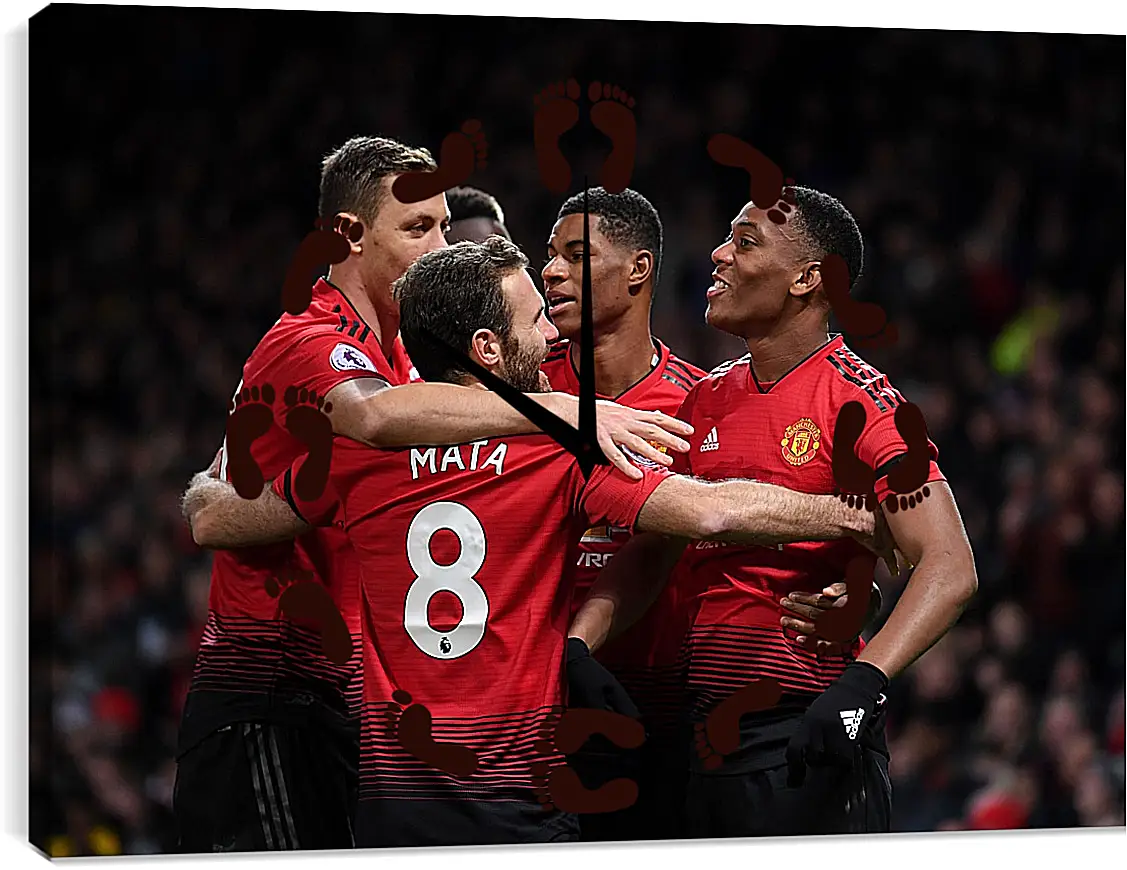 Часы картина - Празднование гола. Манчестер Юнайтед. Manchester United