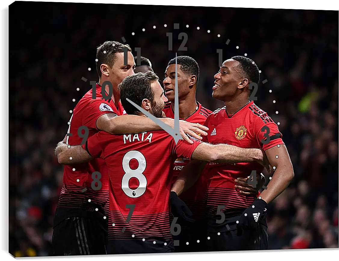 Часы картина - Празднование гола. Манчестер Юнайтед. Manchester United