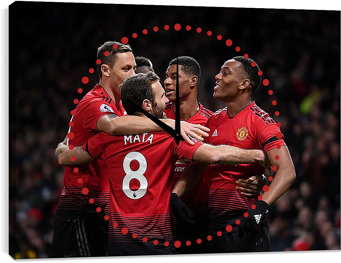 Часы картина - Празднование гола. Манчестер Юнайтед. Manchester United