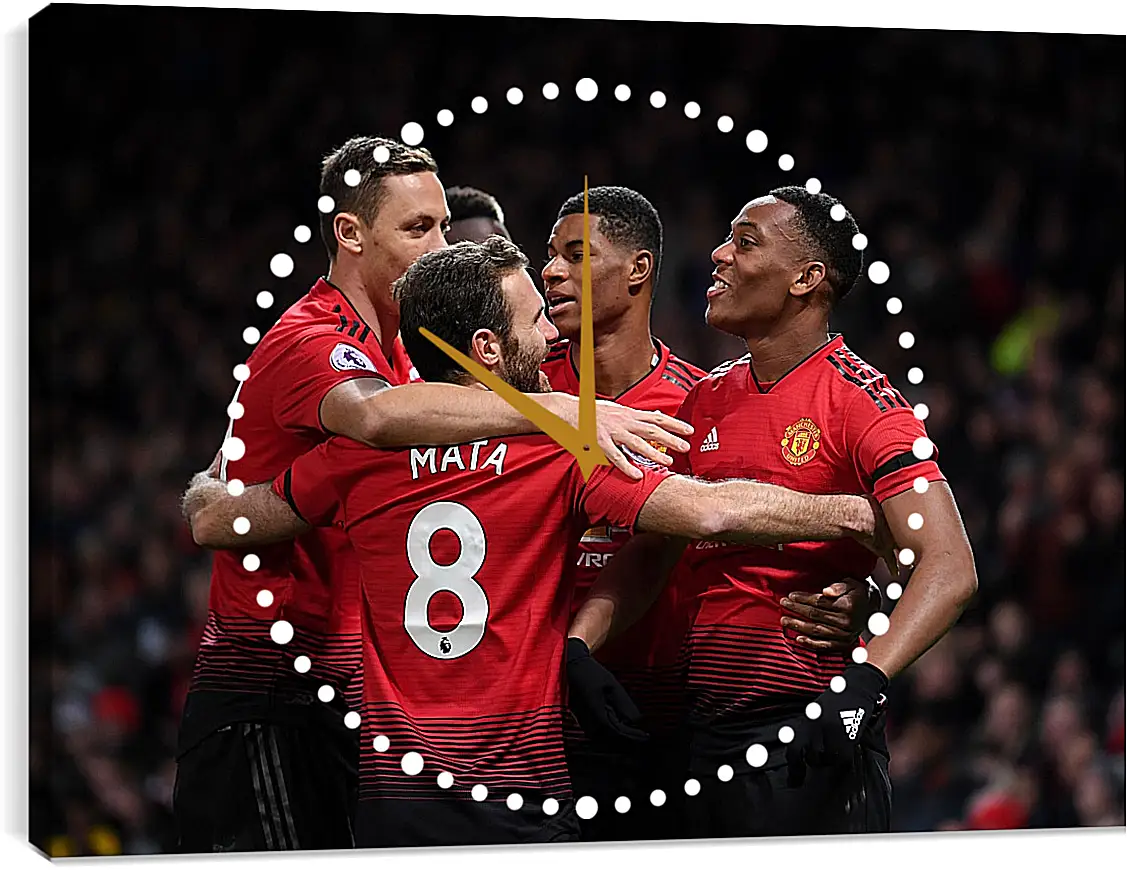 Часы картина - Празднование гола. Манчестер Юнайтед. Manchester United