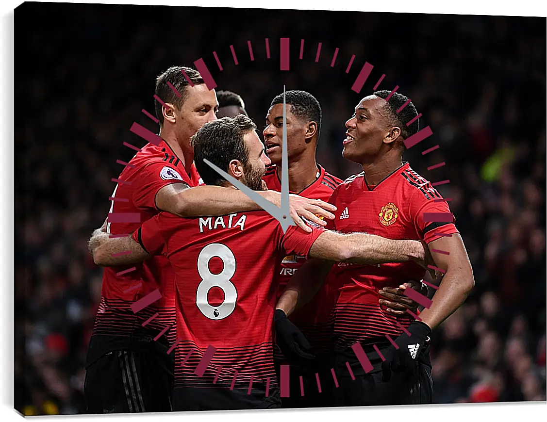 Часы картина - Празднование гола. Манчестер Юнайтед. Manchester United