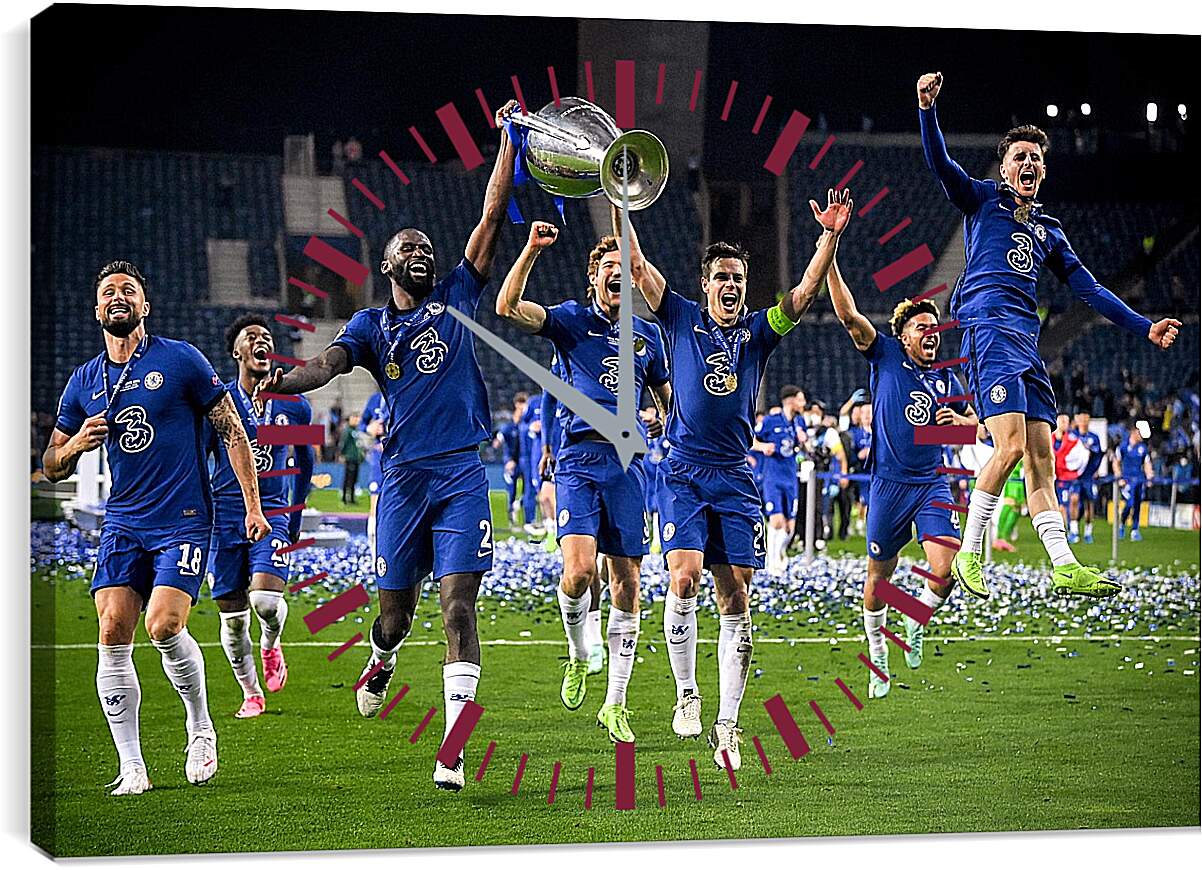 Часы картина - Победа в Лиге Чемпионов. ФК Челси. FC Chelsea