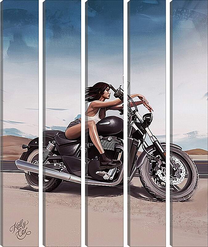 Модульная картина - Девушка на мотоцикле