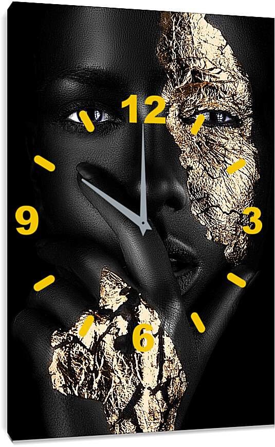 Часы картина - Африканская девушка в золоте